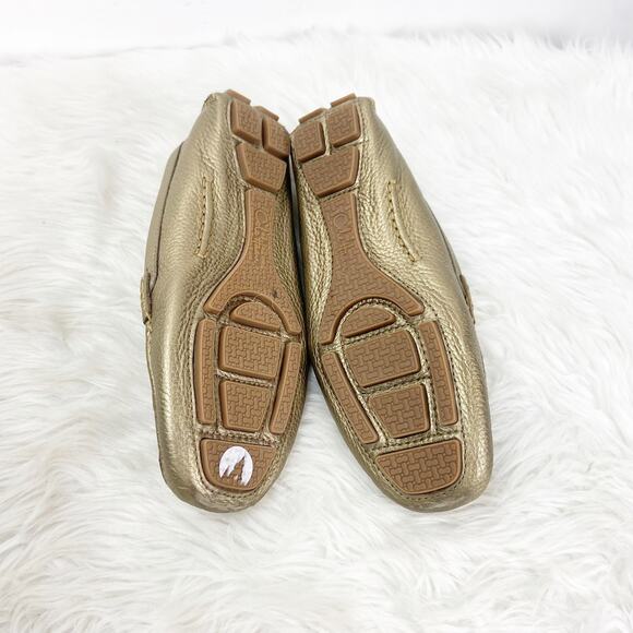 Cole Haan 6.5 B Womens Gold Leather Textured Penny Loafer Driving Flats - Picture 9 of 11